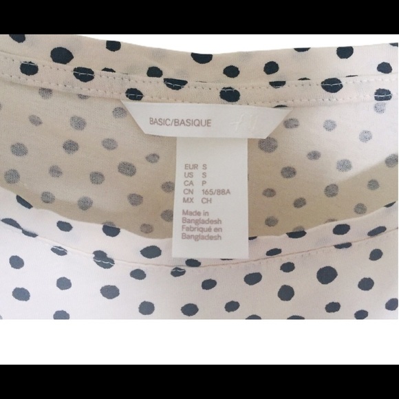 H&M Basic Polka Dot Print Tee/Top With Round Neck & Cap Sleeves Ivory Size Small - Picture 11 of 12